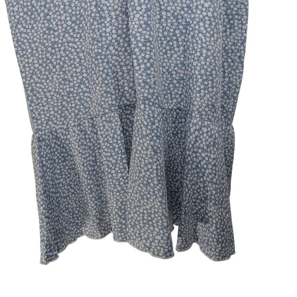 Shein Blue Printed Faux Wrap Dress With Ruffle Short Sleeves Women Size XL US 12 - Picture 4 of 12